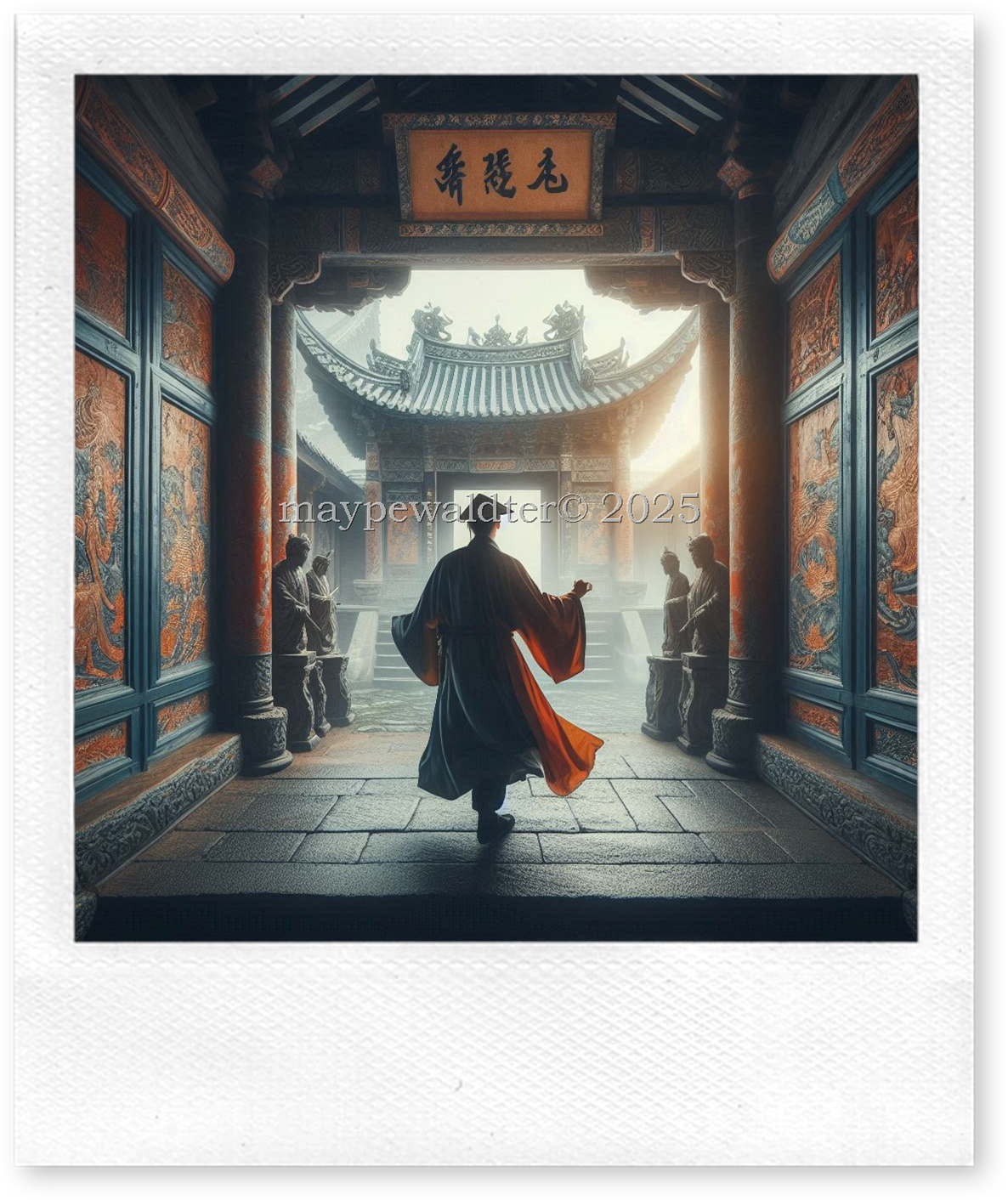 Ein junger Gelehrter betritt eine asiatische Tempelfestung und erlebt ein Ritual des Tanzes